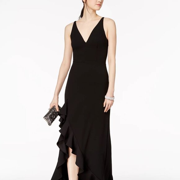 Ruby Red! Betsy & Adam Plunging Ruffled Red Gown - NWO… - Picture 3 of 16